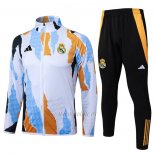 Chandal de Chaqueta del Real Madrid Nino 2024-2025 Blanco y Amarillo