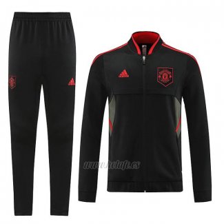 Chandal de Chaqueta del Manchester United 2022-2023 Negro y Rojo