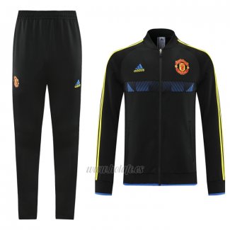 Chandal de Chaqueta del Manchester United 2021-2022 Negro y Azul