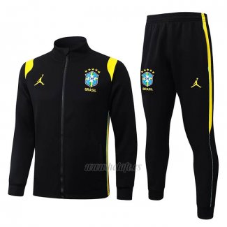 Chandal de Chaqueta del Brasil Nino 2026-2027 Negro Amarillo