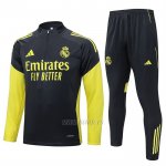 Chandal de Sudadera del Real Madrid Nino 2025-2026 Negro Amarillo