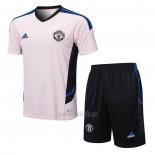 Chandal del Manchester United Manga Corta 2022-2023 Rosa - Pantalon Corto