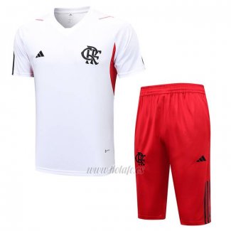 Chandal del Flamengo Manga Corta 2023-2024 Blanco - Pantalon Corto