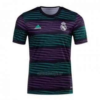 Camiseta Pre Partido del Real Madrid 2022 Verde y Purpura