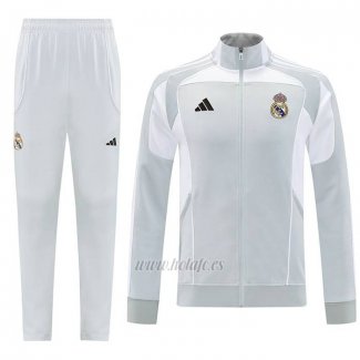 Chandal de Chaqueta del Real Madrid 2025-2026 Nino Gris Blanco