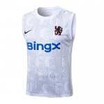 Camiseta de Entrenamiento Chelsea Sin Mangas 2025-2026 Blanco Gris