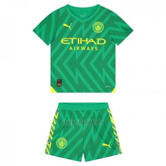 Camiseta Manchester City Portero Nino 2023-2024 Verde