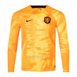 Camiseta Paises Bajos Primera Manga Larga 2022