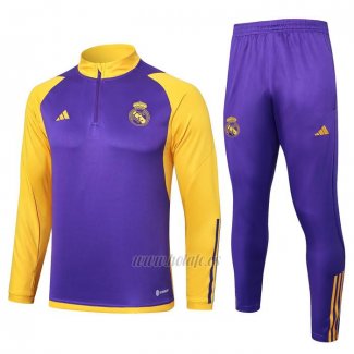 Chandal de Sudadera del Real Madrid Nino 2023-2024 Purpura