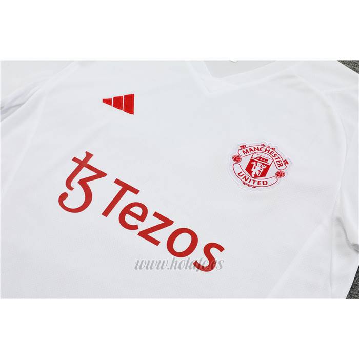 Chandal del Manchester United 2023-2024 Manga Corta Blanco - Pantalon Corto